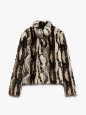 Faux Fur Coat - Neutral Multi